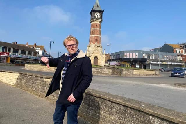 John Byford at the Clock Tower in Skegness.