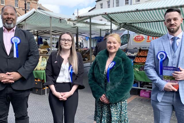 Heritage Party: Leader David Kurten, Claire Martin (Hartlepool candidate), Rebecca Robb (Louth South Ward) and Alex Cox (Louth Town Councillor).