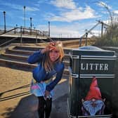 Darcey Graham on the hunt for gnomes around Skegness.