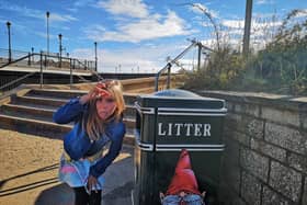 Darcey Graham on the hunt for gnomes around Skegness.