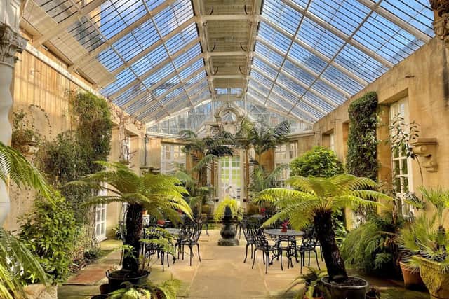 Explore Harlaxton Manor’s formal gardens and its 19th century conservatory. EMN-210427-150922001