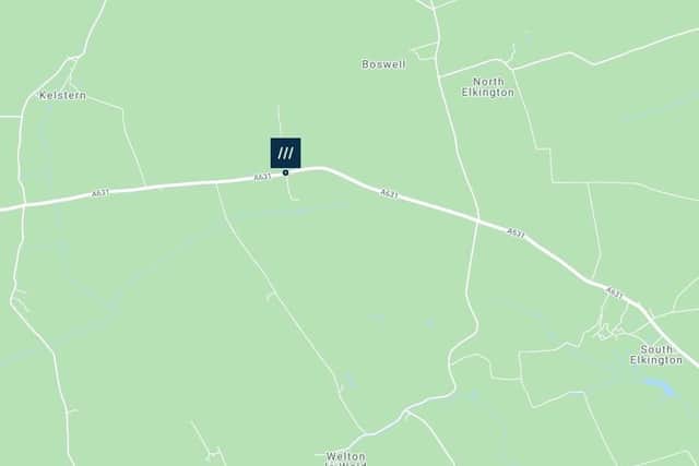 The location of the collision on the A631.