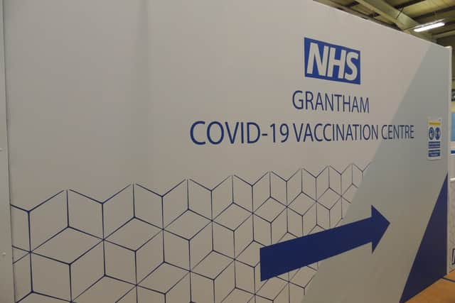 The usual welcome at the vaccination hub at the Meres Leisure Centre in Grantham. EMN-210430-183144001