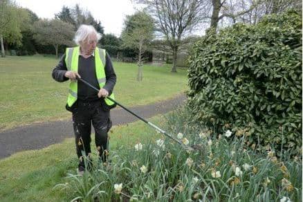 Councillor Burbidge volunteering in Hamerton Gardens