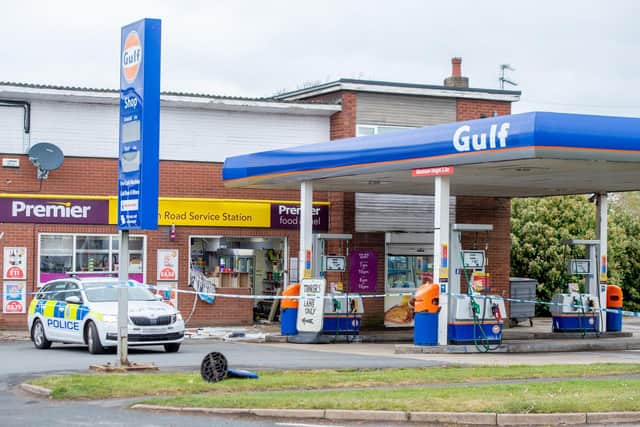 The scene at Boston Road Service Station, Horncastle.
