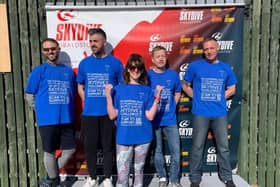 Sarah-Jayne Walker, Richard Lock, Dougie Smith, Daniel Wileman and Dave Ward faced their fears by skydiving to raise the funds