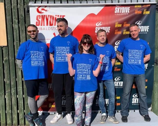 Sarah-Jayne Walker, Richard Lock, Dougie Smith, Daniel Wileman and Dave Ward faced their fears by skydiving to raise the funds