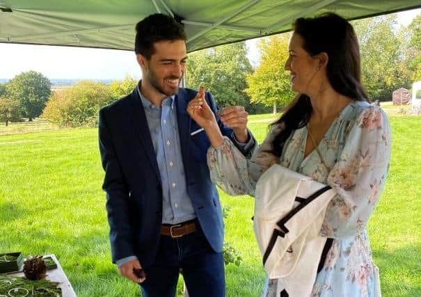 Prize=winning NHS worker Victor and wife-to-be Jamie-Lee visiting Leadenham House autumn fair. EMN-211005-111231001