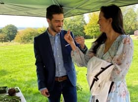 Prize=winning NHS worker Victor and wife-to-be Jamie-Lee visiting Leadenham House autumn fair. EMN-211005-111231001