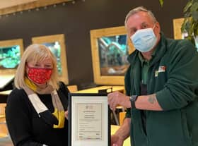 Steve Nichols, CEO of Lincolnshire Wildlife Park, receives a TED age friendly certificate.