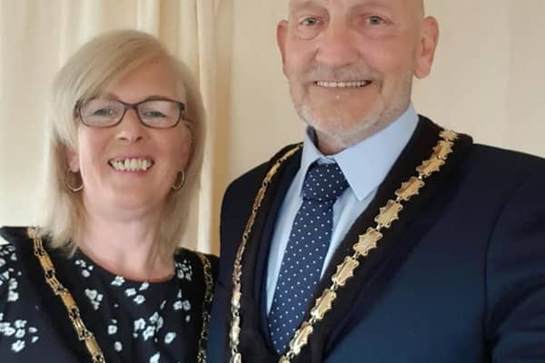 Mayor of Skegness Coun Trevor Burnham with the Mayoress, Jane.