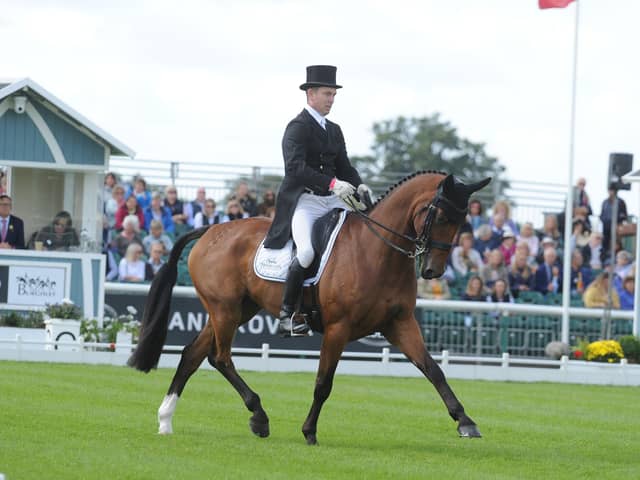 Burghley Horse Trials 2019.  Stilton rider Richard Skelt riding Credo III in the dressage. Photo: David Lowndes