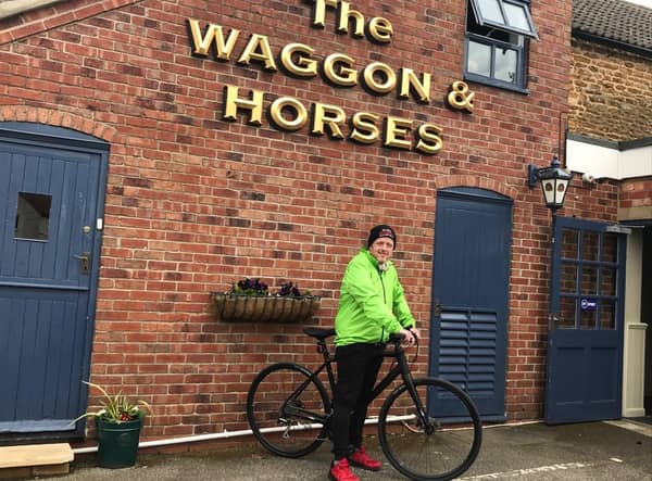 Duncan Shields, from Caythorpe, is preparing to cycle 250 miles in June to raise money for Maggie's Centre, supported by the Waggon and Horses pub.