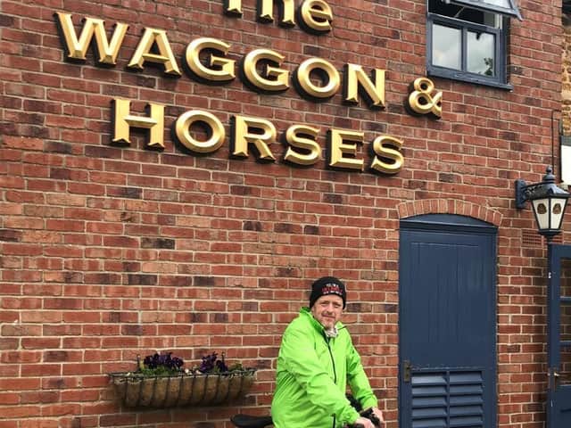 Duncan Shields, from Caythorpe, is preparing to cycle 250 miles in June to raise money for Maggie's Centre, supported by the Waggon and Horses pub.