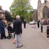 The short commemoration ceremony of the Royal British Legion's centenary, at Sleaford war memorial. EMN-210517-155530001