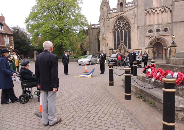 The short commemoration ceremony of the Royal British Legion's centenary, at Sleaford war memorial. EMN-210517-155530001