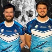 Captain John Stanfield and vice-captain Lew Wilson in the charity shirt.