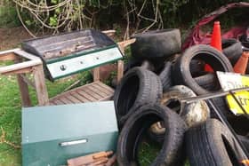 A variety of junk was dumped, polluting the Ancaster Valley SSSI, some time during the past two weeks.