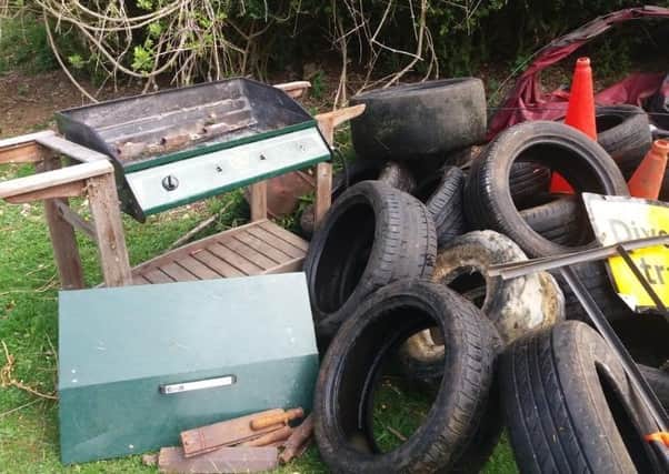 A variety of junk was dumped, polluting the Ancaster Valley SSSI, some time during the past two weeks.