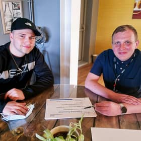 Jonathan Marshall, intern at the Storehouse, with David Bruce, Storehouse assistant manager and Community Outreach Manager at New Life Centre in Spilsby.