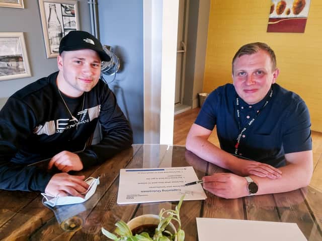 Jonathan Marshall, intern at the Storehouse, with David Bruce, Storehouse assistant manager and Community Outreach Manager at New Life Centre in Spilsby.