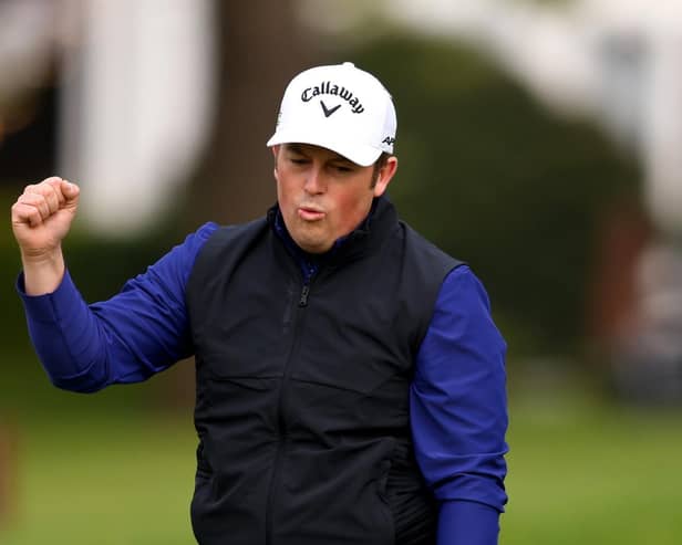 Celebrating a birdie on day three. Photo: Getty Images