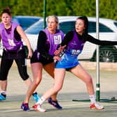 Netball action. Photo: David Dales