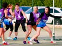 Netball action. Photo: David Dales