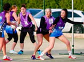 Netball action. Photo: David Dales