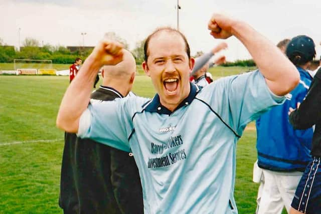 Defender Dean Elston celebrates. Photo: Andy Sandall