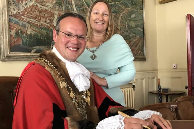 The Mayor of Louth, Councillor Darren Hobson, with Mayoress Sarah-Jayne Hobson.