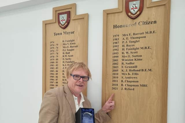 John Byford's name has been added to the plaque bearing the names of Skegness' Honoured Citizens.