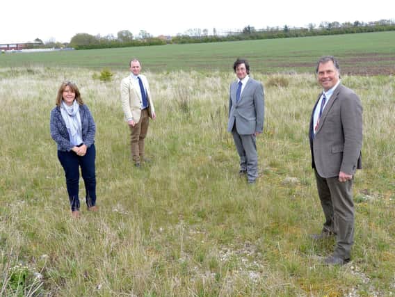 Pictured on the proposed Skegness Gateway site..are (from left) are Sue Bowser of Croftmarsh, Matt Warman MP, Coun Tom Ashton and Neil Sanderson of Croftmarsh.