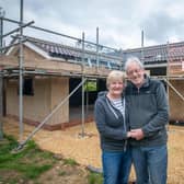 Husband and wife Dave Turner and Olwyn Cornwell from Market Deeping in Lincolnshire suffered a major fire at their home. To help rebuild their bungalow, Forterra donated bricks and blocks. 
Copyright Mike Sewell 202114th May 2021 (Commissioned by Emily Mahon - Unsworth Sugden)