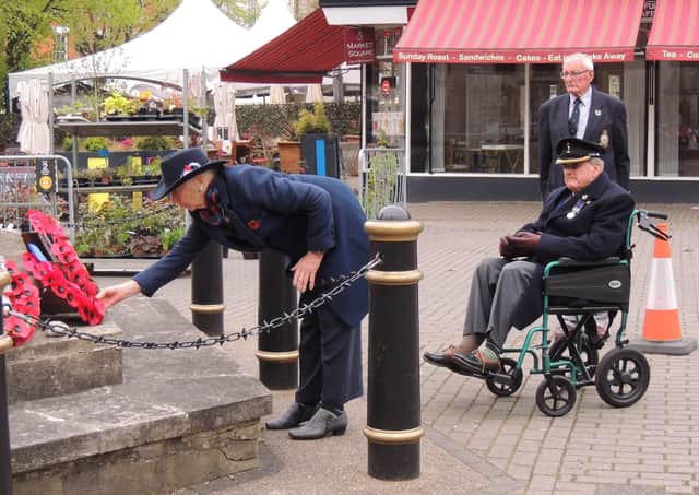 A wreath was laid at Sleaford War Memorial by the local branch for the Royal british legion's 100th anniversary. EMN-210517-155541001