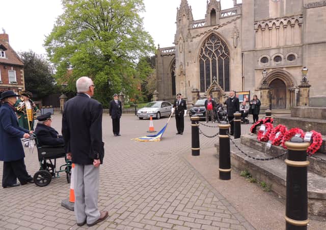 The short commemoration ceremony of the Royal British Legion's centenary, at Sleaford war memorial. EMN-210517-155530001