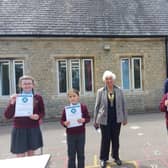 Rotary Star Awards at William Alvey School from Sleaford Rotary president Barbara Roberts, with pupils Zak, Imogen, Sophie and Lilley. EMN-210519-160217001