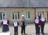 Rotary Star Awards at William Alvey School from Sleaford Rotary president Barbara Roberts, with pupils Zak, Imogen, Sophie and Lilley. EMN-210519-160217001
