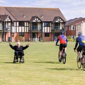 A scene from a recent bicycle 'flypast' for Squadron Leader George 'Johnny' Johnson.