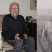 Centenarian Ken Simpson, of Heckington, and a picture of him during his time serving in Egypt.