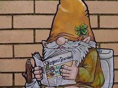 The Goblin King likes to read about reaction to his artwork in the Skegness Standard. This picture of him reading a copy appeared on a wall in Blackpool.