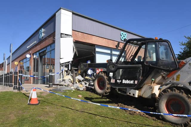 A heavy duty forklift was used in the ram raid at Ancaster Co-op. EMN-210519-095319001
