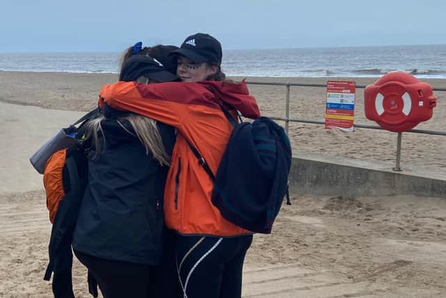 We made it - the Miles for Minds team after completing their walk from Donna Nook to Skegness.