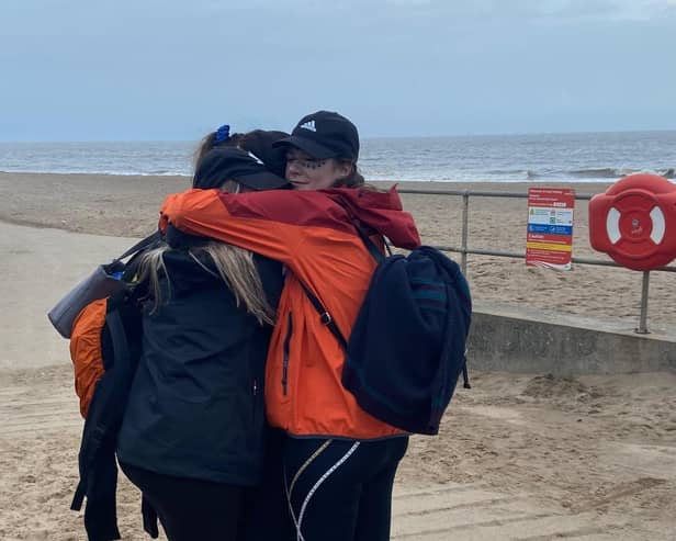 We made it - the Miles for Minds team after completing their walk from Donna Nook to Skegness.