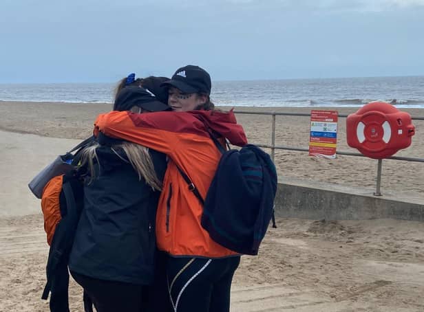 We made it - the Miles for Minds team after completing their walk from Donna Nook to Skegness.