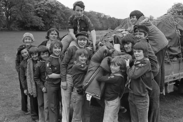 Cub Scouts of the 10th Boston (Butterwick and Freiston) pack unload their camping gear 45 years ago.