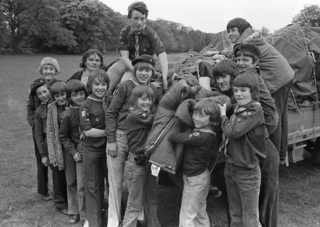 Cub Scouts of the 10th Boston (Butterwick and Freiston) pack unload their camping gear 45 years ago.