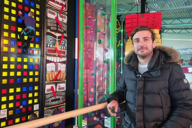 Managing director director Edward Mellors checks out the new Click 'n Climb at Skegness Pier.