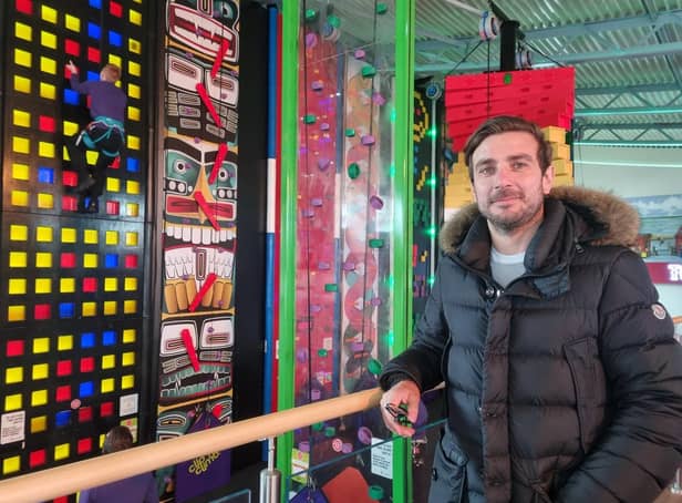 Managing director director Edward Mellors checks out the new Click 'n Climb at Skegness Pier.
