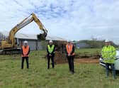 Archaeology under way at Sleaford Mooor Enterprise Park site. From left - North Kesteven District Council Economy and Place Director Andrew McDonough, Chief Executive Ian Fytche, Council Leader Coun Richard Wright and Director of Allen Archaeology Chris Clay. EMN-210521-171808001